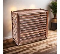 MDXVRKYBC Wooden Air Conditioner Cover For Outdoor Units Solid Wood Protection With Slatted Design And Side Grid(S)