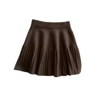 MdybF Black skirt Pleated Skirt Women's Winter High-waisted A-line Skirt Knitted Skirt Preppy Style Women Clothing-brown-one Size