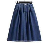 MdybF Denim skirt Autumn Plus Size Denim Skirt Women High Elastic Waist A Line Midi Jeans Skirts-Blue-4Xl