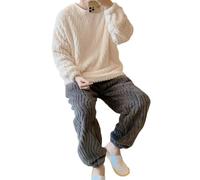 MdybF Fleece pyjamas men Winter Homewear Thick Color Sleeve Fleece Men'S Pajama Pajama Fashion Sets Long Sets Coral Neck Piece Solid Loose Set Warm