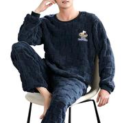 MdybF Fleece pyjamas men Winter Thicken Flannel Sleepwear For Sleeping Men'S Pajamas Set Cartoon Pajama Warm Loose Comfortable Pijama Hombre