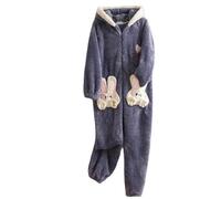MdybF Fleece Pyjamas Women Three Colors Zipper Design Animal Onesies Adult One-Piece Pajamas Warm Soft Sleepwear Thicken Nightgown-Purple Onesie-Free Size