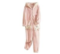 MdybF Fleece Pyjamas Women Three Colors Zipper Design Animal Onesies Adult One-Piece Pajamas Warm Soft Sleepwear Thicken Nightgown-A Onesie-Free Size
