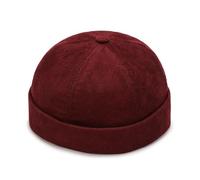 MdybF Hat Trendy Corduroy Beanie Cap Retro Hip-Hop Round Hat For Men And Women-Wine Red