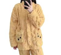 MdybF Pajama sets for women winter Autumn Winter Warm Women'S Pajamas Set Long-Sleeved Tops+Pants 2Pcs Suit Female Soft Sleepwear Thick Home Wear-A-2Xl-Weight 70-80Kg