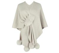 MdybF Ponchos For Women Elegant Solid Cape Shawls For Women Autumn Winter Loose Knitted Poncho Oversized Sweater Cloak-Apricot-One Size