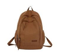 MdybF schoolbag Simple Pure Color Large Capacity Backpack Unisex Outdoor Leisure Backpack School Student Schoolbag Female-Brown