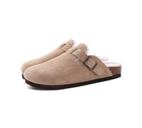 MdybF Slippers Fur Clogs For Women Men Winter Home Cork Mules Fuzzy Slippers Short Plush Potato Shoes Indoor Outdoor Warm-Apricot-41