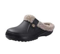MdybF Slippers Home Warm Slippers For Women Men Soft Plush Slippers Female Clogs Outdoor Non-Slip Cotton Slippers-Black Brown-40-41(9.6-9.8 Inch)