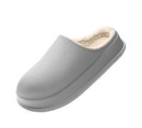 MdybF Slippers Warm Winter Home Slippers Women Thick Platform Cloud Slippers Woman Flat Heels Non Slip Cotton Shoes-Light Grey-40-41