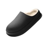 MdybF Slippers Warm Winter Home Slippers Women Thick Platform Cloud Slippers Woman Flat Heels Non Slip Cotton Shoes-Black-37-38