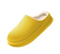MdybF Slippers Warm Winter Home Slippers Women Thick Platform Cloud Slippers Woman Flat Heels Non Slip Cotton Shoes-Yellow-37-38