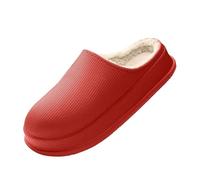MdybF Slippers Warm Winter Home Slippers Women Thick Platform Cloud Slippers Woman Flat Heels Non Slip Cotton Shoes-Deep Red-35-36