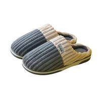 MdybF Slippers Winter Fur Plush Slippers For Women Man Fluffy Furry Collar Home Cotton Slipper Indoor Outdoor Cozy Bedroom Fuzzy Slides-A-Grey-46-47(Fit 45-46)