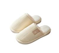 MdybF Slippers Winter Men Women Shoes House Cotton Slippers Men Indoor Warm Plush Footwear Non-Slip Platform Slipper Fashion Shoes-White-40-41 (Me 39-40)