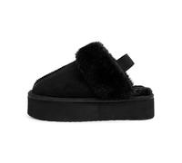 MdybF Slippers Winter Plush Cotton Slippers Women Flats Shoes Platform Casual Home Warm Slingback -black With A Belt-43