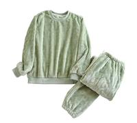 MdybF Winter pajamas Autumn Winter Pajamas Sets Thicken Warm Pullover Pyjamas Sleepwear Homewear Soft Pijama-Women Green-L