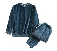 MdybF Winter pajamas Autumn Winter Pajamas Sets Thicken Warm Pullover Pyjamas Sleepwear Homewear Soft Pijama-Men Blue-Xl