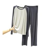 MdybF Winter pajamas Spring Autumn Pajamas Sets Long-Sleeve Men'S Modal Cozy Sleepwear Round Neck Fashion Homewear Clothing Plu Size Lounge Set-Gray-6Xl