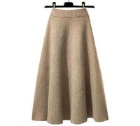 MdybF Winter Skirts For Women UK Women Autumn Winter Warm Knitted Artificial Wool And High Waist Knitting Skirts-Khaki -M