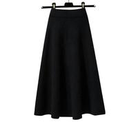 MdybF Winter Skirts For Women UK Women Autumn Winter Warm Knitted Artificial Wool And High Waist Knitting Skirts-Black -M