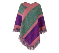 MdybF Women'S Cardigans Winter Sleeve Rainbow Poncho Women Fashion Sweater Cloak Pullover Shawl Female Cape-Purple-Free Size