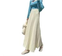 MdybF Women's skirts Knitted Skirt Women Autumn Winter Casual Solid All-Match Thick Warm A Line High Waist Long Skirt-Apricot-One Size