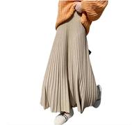 MdybF Women's skirts Knitted Skirt Women Autumn Winter Casual Solid All-Match Thick Warm A Line High Waist Long Skirt-Khaki-One Size