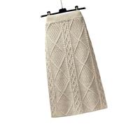 MdybF Women's skirts Women'S Autumn Faux Wool Knitted Skirts High Waist Pencil Twist Skirt-Apricot-One Size