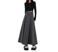 MdybF Women's Skirts Women's Suit Long Skirts Retro Pleated Umbrella Skirt All-Match Style Clothing-Grey-M