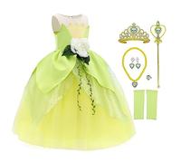 MDYCW Princess Tiana Fairy Costume for Girls Dress for Special Occasions Birthday Party
