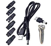 MDYNI USB Shaver Power Adapter Razor Charger Cord with 7Pcs Conversion Plugs DC Connector Charging Heads Adapter Replacement Power Adapter for Various Electric Hair Clippers, Shavers etc