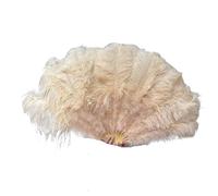 MDYTPT 130cm 100cm Large Ostrich Feather Fan Fluffy 13 Bones Hand Fan Carnival Dance Stage Performance Feather Craft for Dance Performance (Champagne