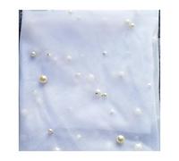 MDYTPT 2 Tiers Wedding Veil Long Pearls Beaded Bridal Veils with Blusher Cover Face Soft Tulle Wedding Accesories(WHITE,200cm)