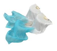 MDYTPT Dancing Fan 1 Pair Real Silk Belly Dance Veils Classic Size Bamboo Dancer Veils Customized Dance Performance Accessories (White, 150cm)