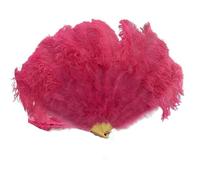 MDYTPT Dancing Fan 130CM 100CM Big Ostrich Feather Fan Fluffy 13 Bone Handheld Carnival Dance Stage Performance Feather Fan Plumes DIY Crafts for Dancing Performances(Watermelon Red,Small Fan 1PCS)