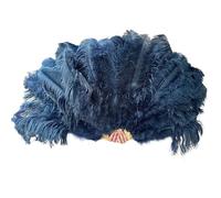 MDYTPT Dancing Fan 130CM 100CM Big Ostrich Feather Fan Fluffy 13 Bone Handheld Carnival Dance Stage Performance Feather Fan Plumes DIY Crafts for Dancing Performances(Dark Blue,Small Fan 1PCS)