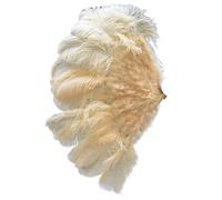 MDYTPT Dancing Fan 130CM 100CM Big Ostrich Feather Fan Fluffy 13 Bone Handheld Carnival Dance Stage Performance Feather Fan Plumes DIY Crafts for Dancing Performances(48 Deep Beige,Small Fan 1PCS)