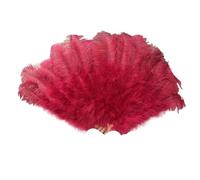 MDYTPT Dancing Fan 130CM 100CM Big Ostrich Feather Fan Fluffy 13 Bone Handheld Carnival Dance Stage Performance Feather Fan Plumes DIY Crafts for Dancing Performances(07 Wine Red,Small Fan 1PCS)