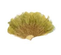 MDYTPT Dancing Fan 130CM 100CM Big Ostrich Feather Fan Fluffy 13 Bone Handheld Carnival Dance Stage Performance Feather Fan Plumes DIY Crafts for Dancing Performances(32 Olive Green,Big Fan 2PCS)