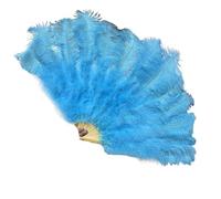 MDYTPT Dancing Fan 130CM 100CM Big Ostrich Feather Fan Fluffy 13 Bone Handheld Carnival Dance Stage Performance Feather Fan Plumes DIY Crafts for Dancing Performances(28 Sky Blue,Small Fan 1PCS)