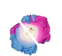 MDYTPT Dancing Fan 2pcs Women Bellydance Silk Veil Pairs Adults Real Silk Fan Veil Double Sided Long Fan Hand Dye Blue Pink Flowy Dancer Props for Dancing Performances(31cm 30cm Veil)