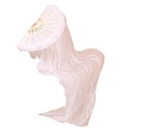 MDYTPT Dancing Fan Length Belly Dancing Fan Gradient Color Dancer Practice Imitation Silk Long Fans Dance Performance Props White for Dancing Performances(150x90cm-1pc Right)