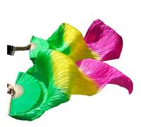 MDYTPT Dancing Fan Slik Fans Belly Dance Stage Performance Dance Fans Silk Veils Colored Women Belly Dance Fan Veils 2pcs for Dancing Performances(Color-09,XXL-280x90cm)