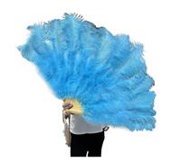 MDYTPT Ostrich Feather Fan ，100CM 130CM Big Folding Hand Fan for Carnival, Belly Dance, and Stage Performance Props(28 Sky Blue,100cm 1Pair(Two))