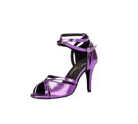 MDYTPT Women US4-12 Size Purple Leather Salsa Tango Latin Dance Shoes, Purple 8.5cm, 10 UK