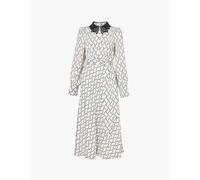Me and Em Womens Light Cream/black Trellis Floral Print Recycled-polyester Midi Dress 10