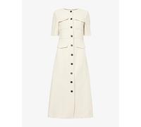 Me And Em Womens Me And Em Button-Front Shift Tweed Maxi Dress Cream 10