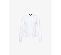 Me And Em Womens Me And Em Classic-Collar Scalloped Cotton Shirt Fresh White 14