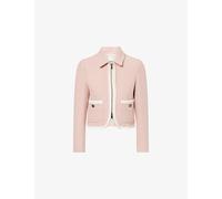 Me And Em Womens Me And Em Contrast-Trim Cropped Tweed Jacket Pale Blush 8